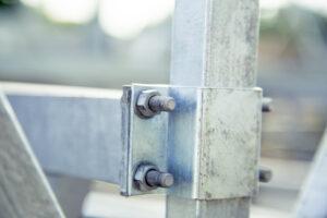 close up of steel beam connection
