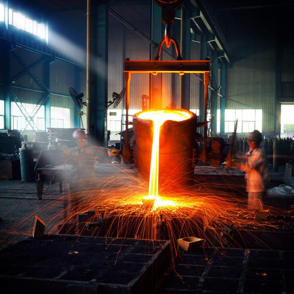 pouring steel beams