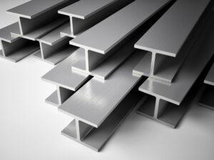 A group of steel bars on a white background.